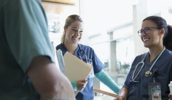 Nurses talking in a hospital